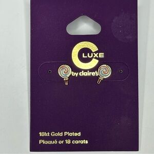 CLUXE by Claire's 18K Gold Plated Multicolor Lollipop Mini Stud Earrings NEW